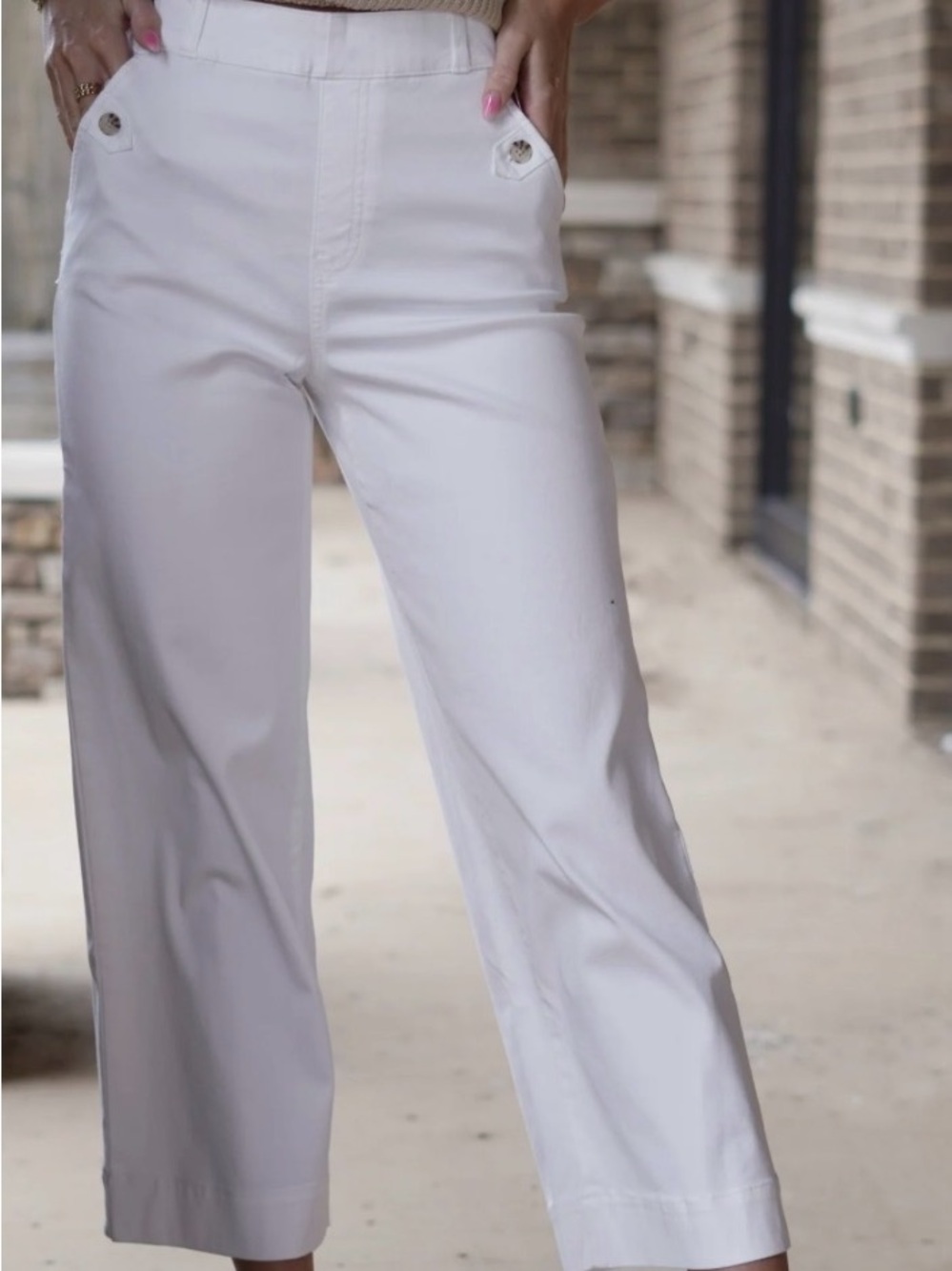 SPANX White Cropped Wide-Leg Pants